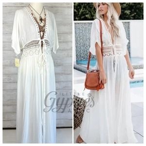 White Nights Beach Kimono Maxi Dress